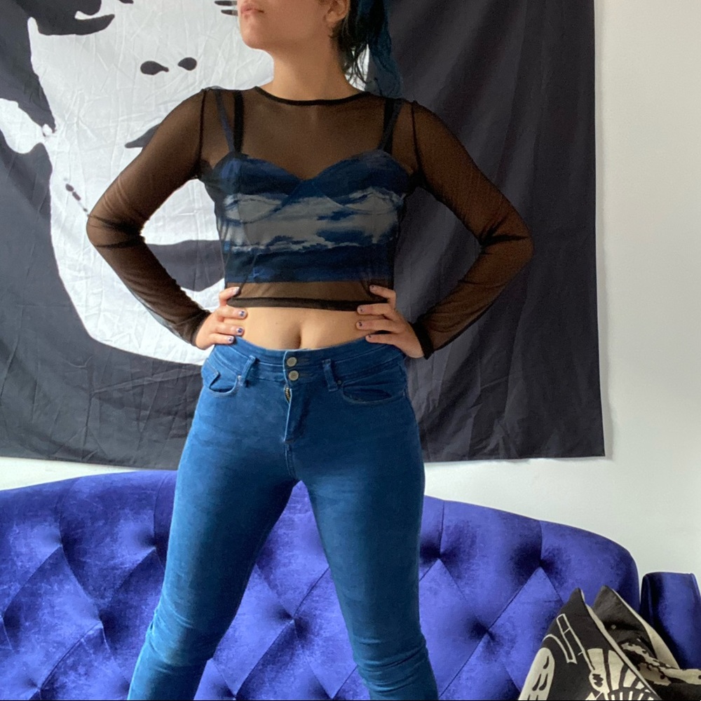 Motel Rocks mesh long sleeve croptop